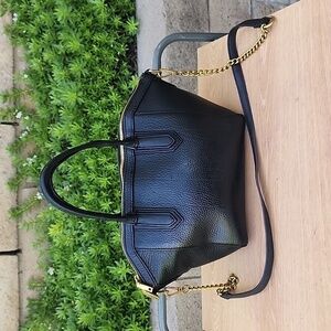 J.CREW Black Pebbled Leather Tartine Mini-Satchel